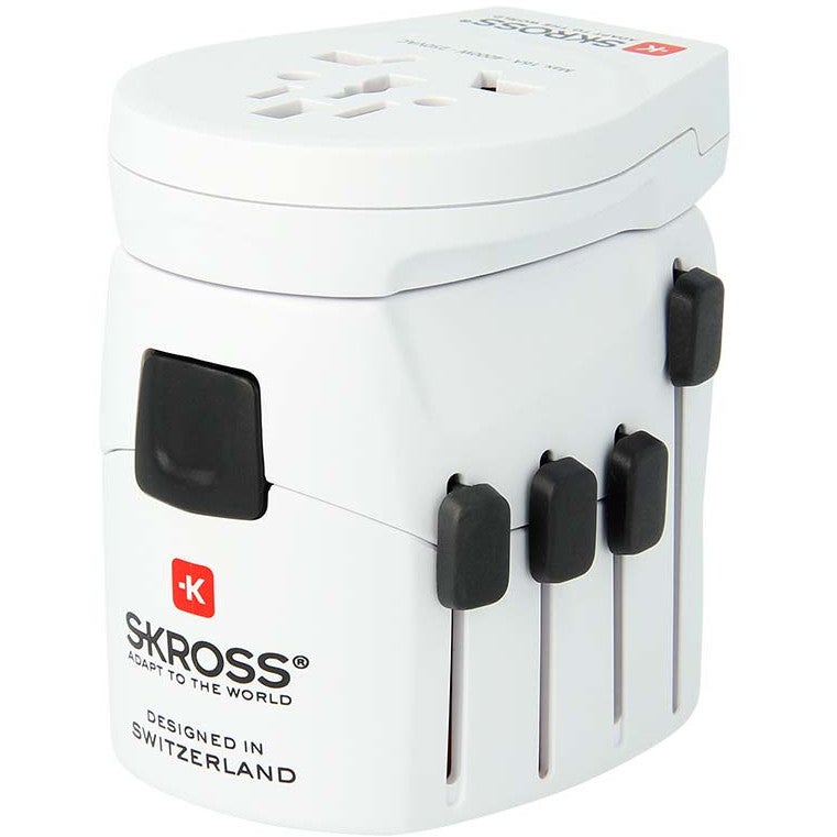 Skross 1302539 driepolige wereldreisadapter met USB-poort