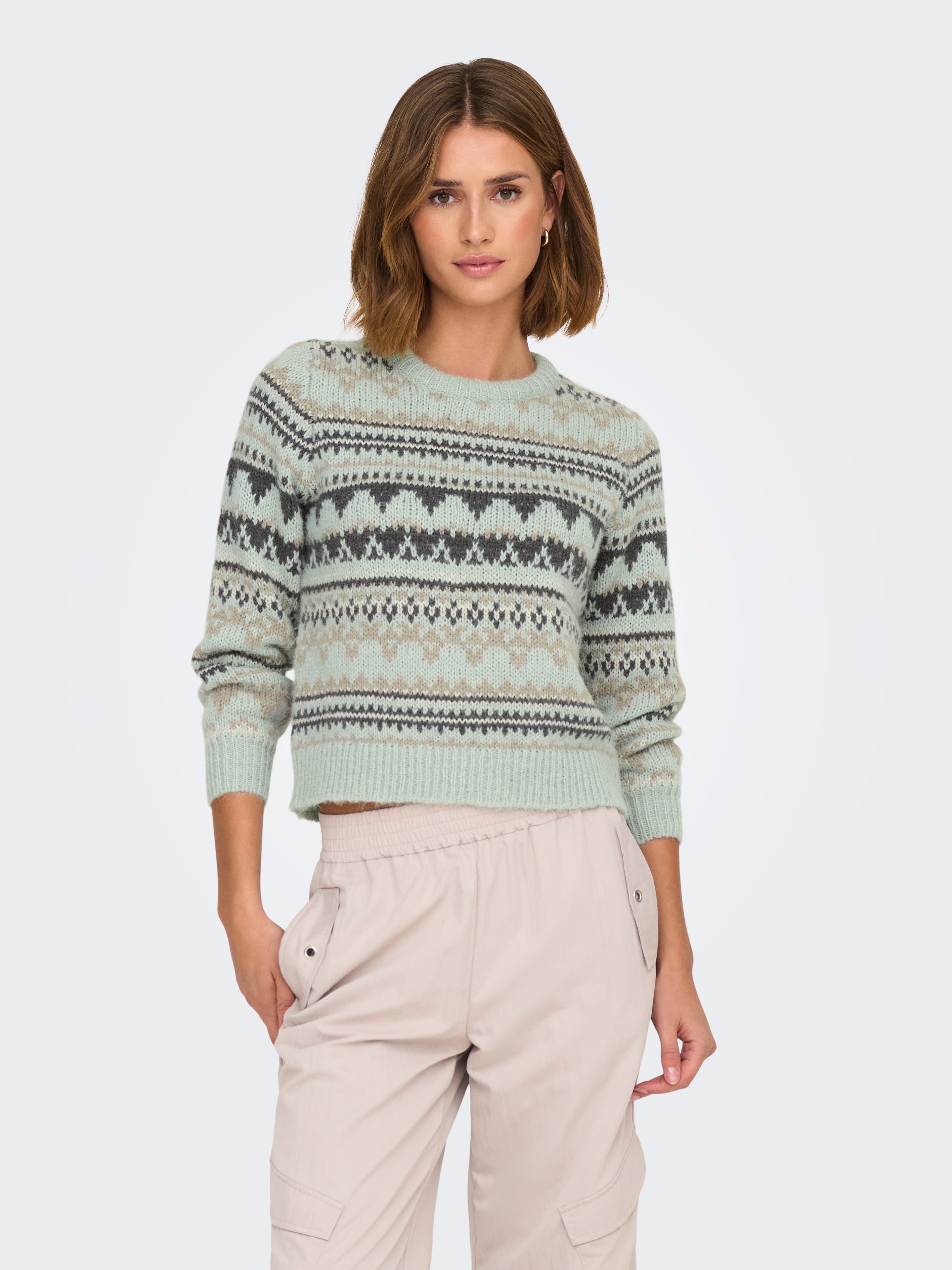 ONLMONTANA Strickpullover Aqua Gray