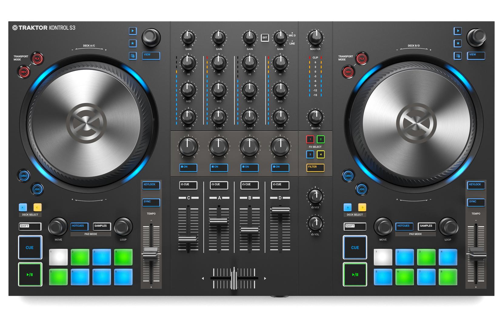 DJ-Controller Traktor Kontrol S3<br>4-Kanal DJ Controller mit Jog-Wheels