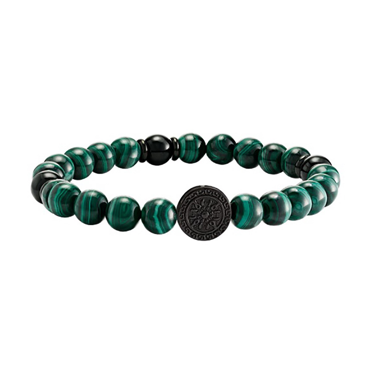 Bracelet Jouradan élastique perles malachite aciercollection Yasur