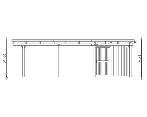 SKAN HOLZ Emsland dubbele carport inclusief berging, EPDM-membraan, paalankers 613 x 846 cm notenhout