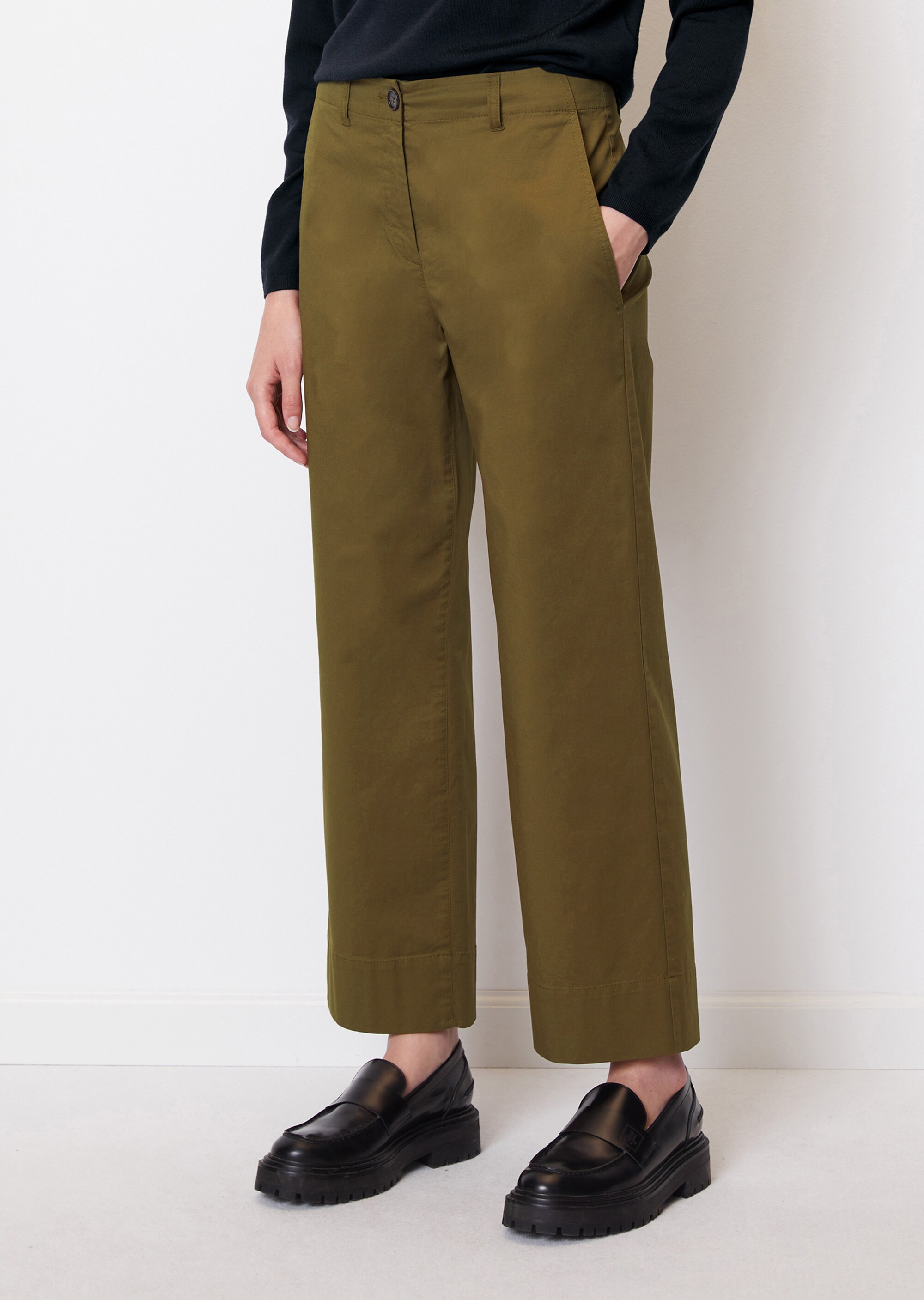 Weite Hose verkürzt aus stretchigem Organic Cotton-Twill