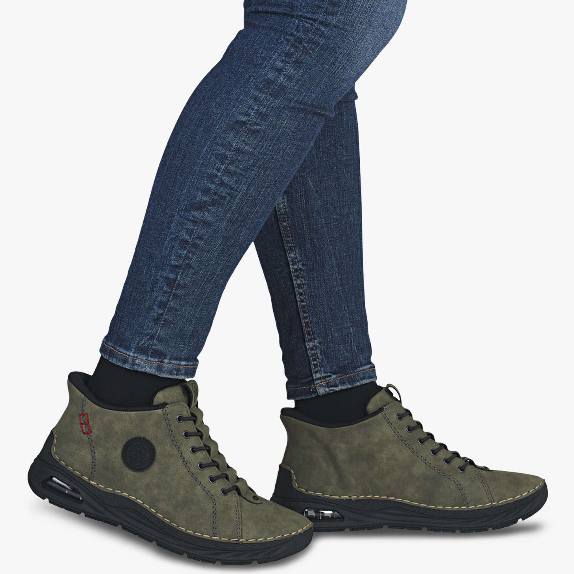 rieker Damen Schnürstiefeletten olive