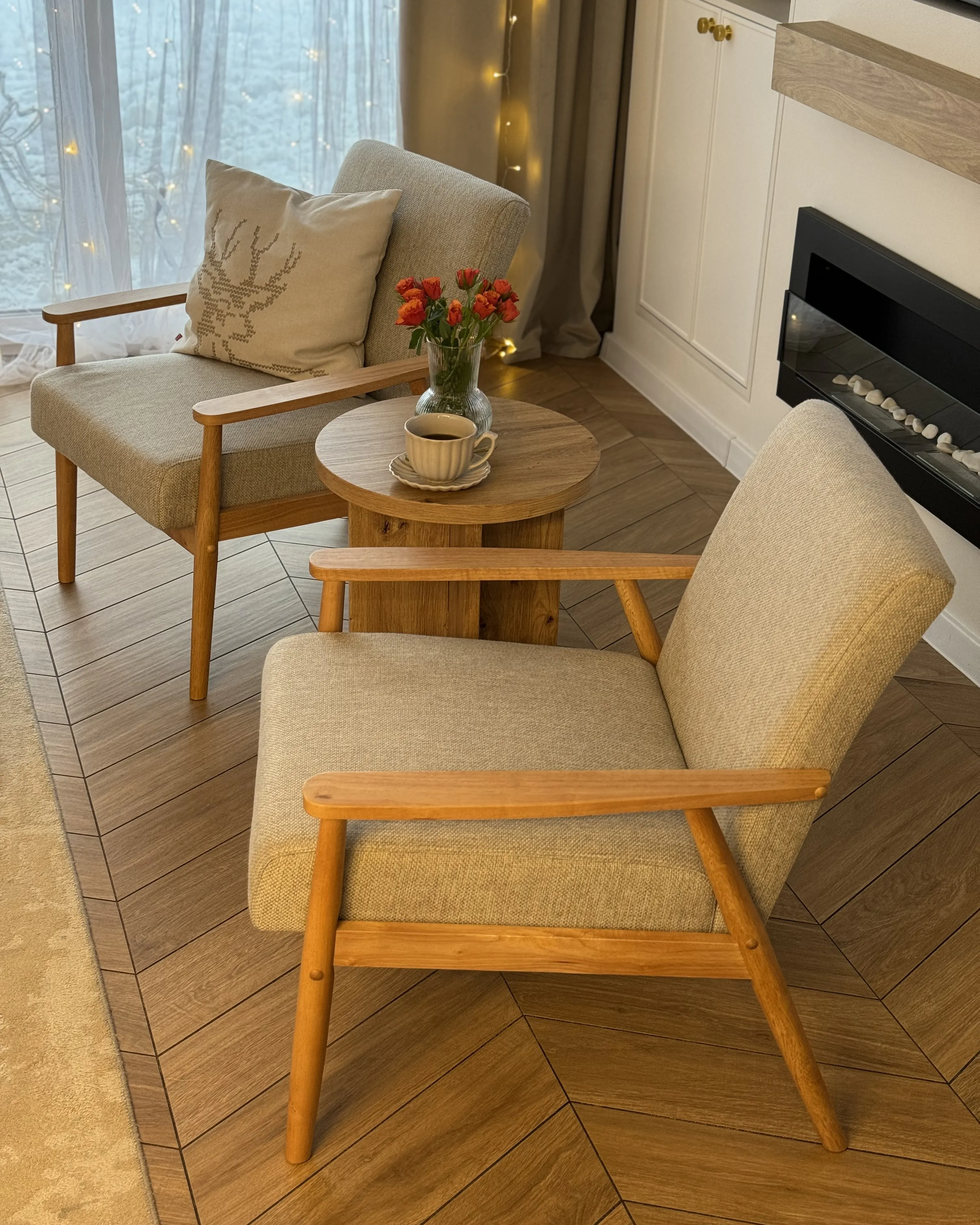 Fauteuil ESRUM Stof Lichtbruin/grijs
