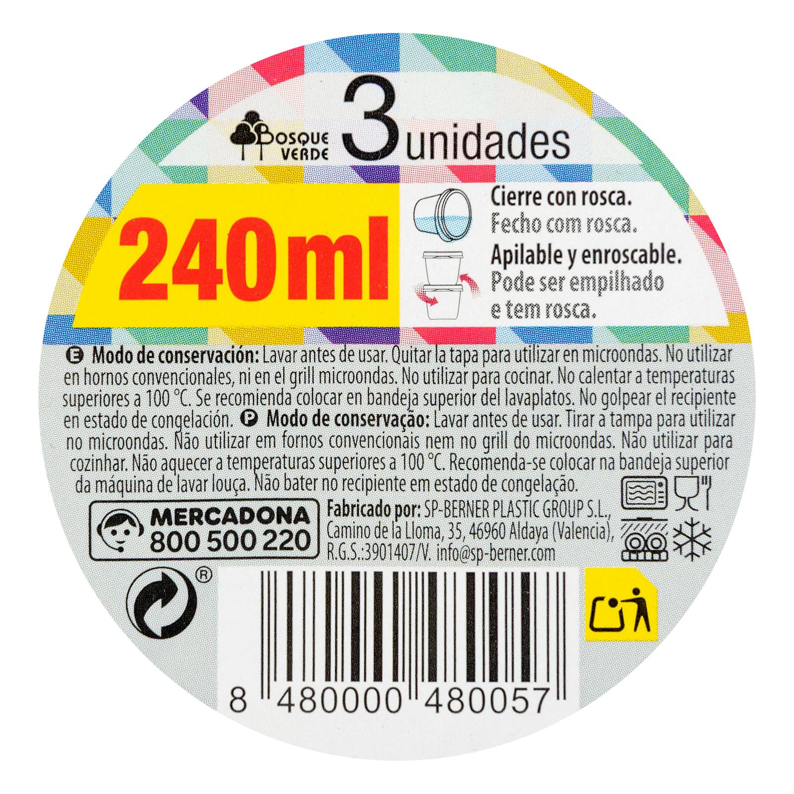 Récipient rond en plastique 240 ml Vert Forêt