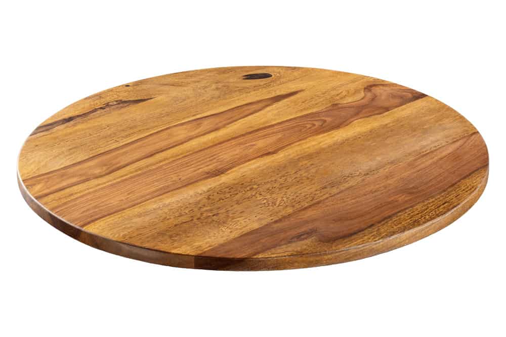 Runder Drehteller MAKASSAR 50cm braun Sheesham Massivholz stone finish handmade