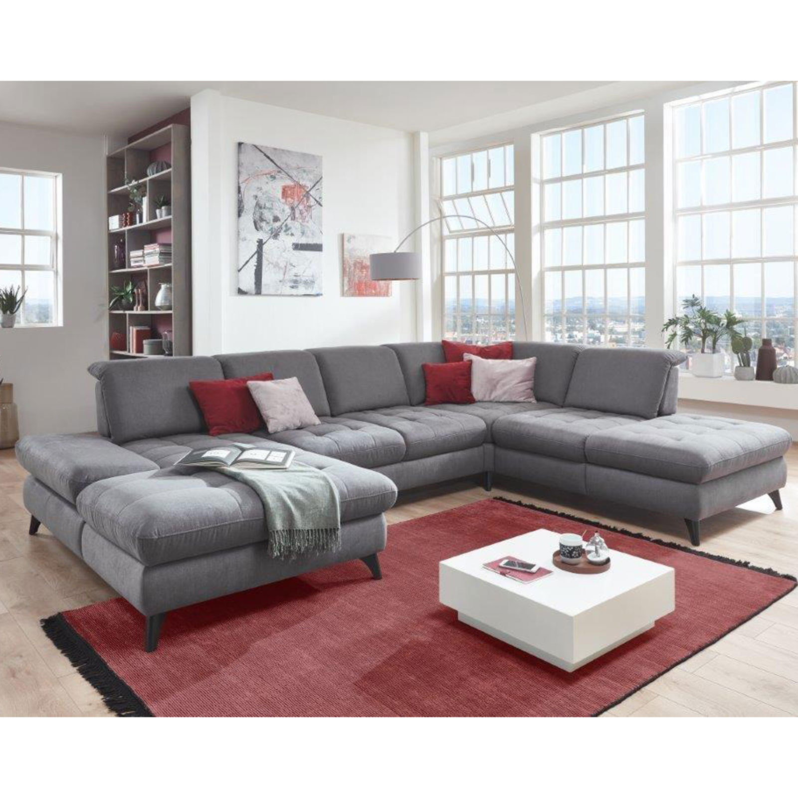 Wohnlandschaft - grau - Recamiere links - Basismodell