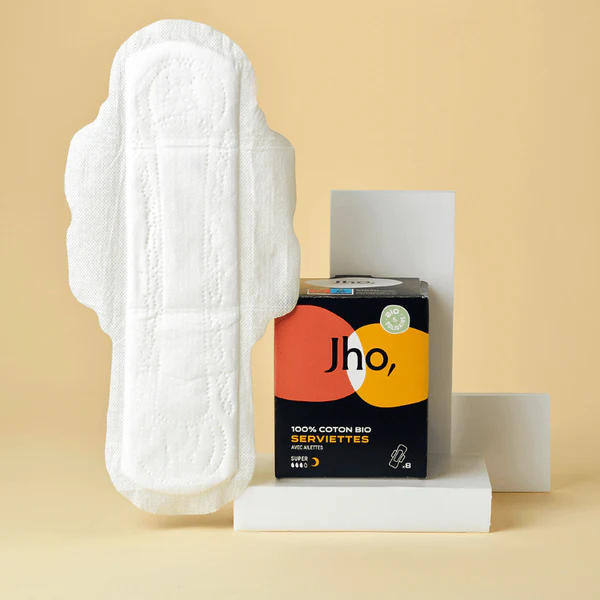 Jho Serviettes Super Nuit Bio 8 serviettes hygiéniques par boîte