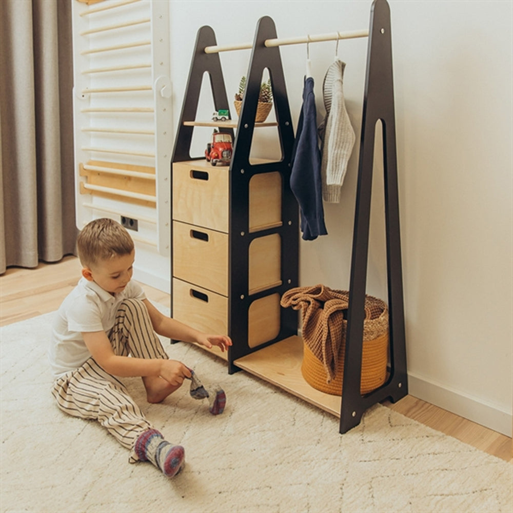 Køb Duck Woodworks Børnegarderobe m. Skuffer Black