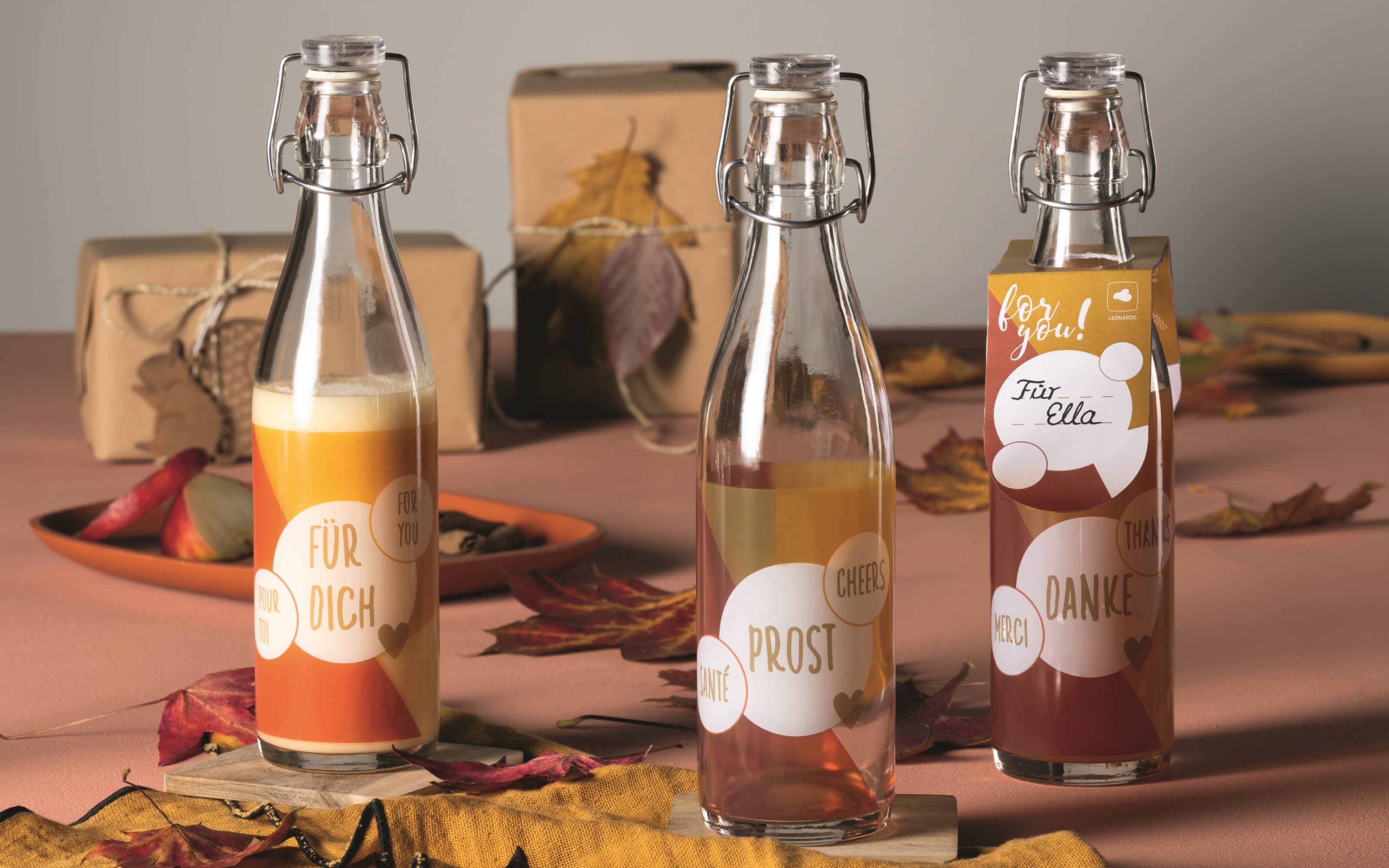Likörflasche, Schriftzug Danke, 500 ml