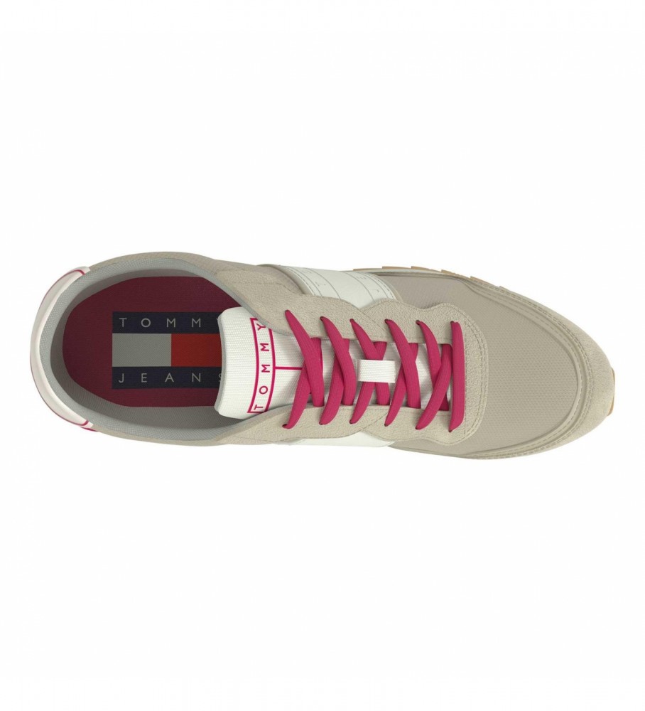 Tênis Tommy Jeans Tjw Retro Runner de couro bege