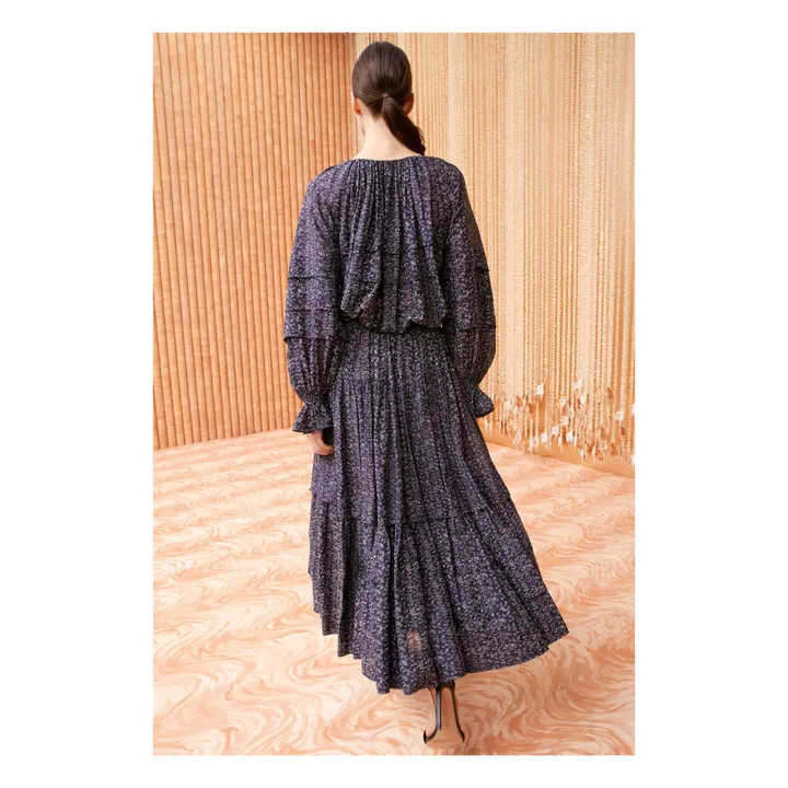 Ulla Johnson Jupe Diana Coton et Soie | Bleu marine