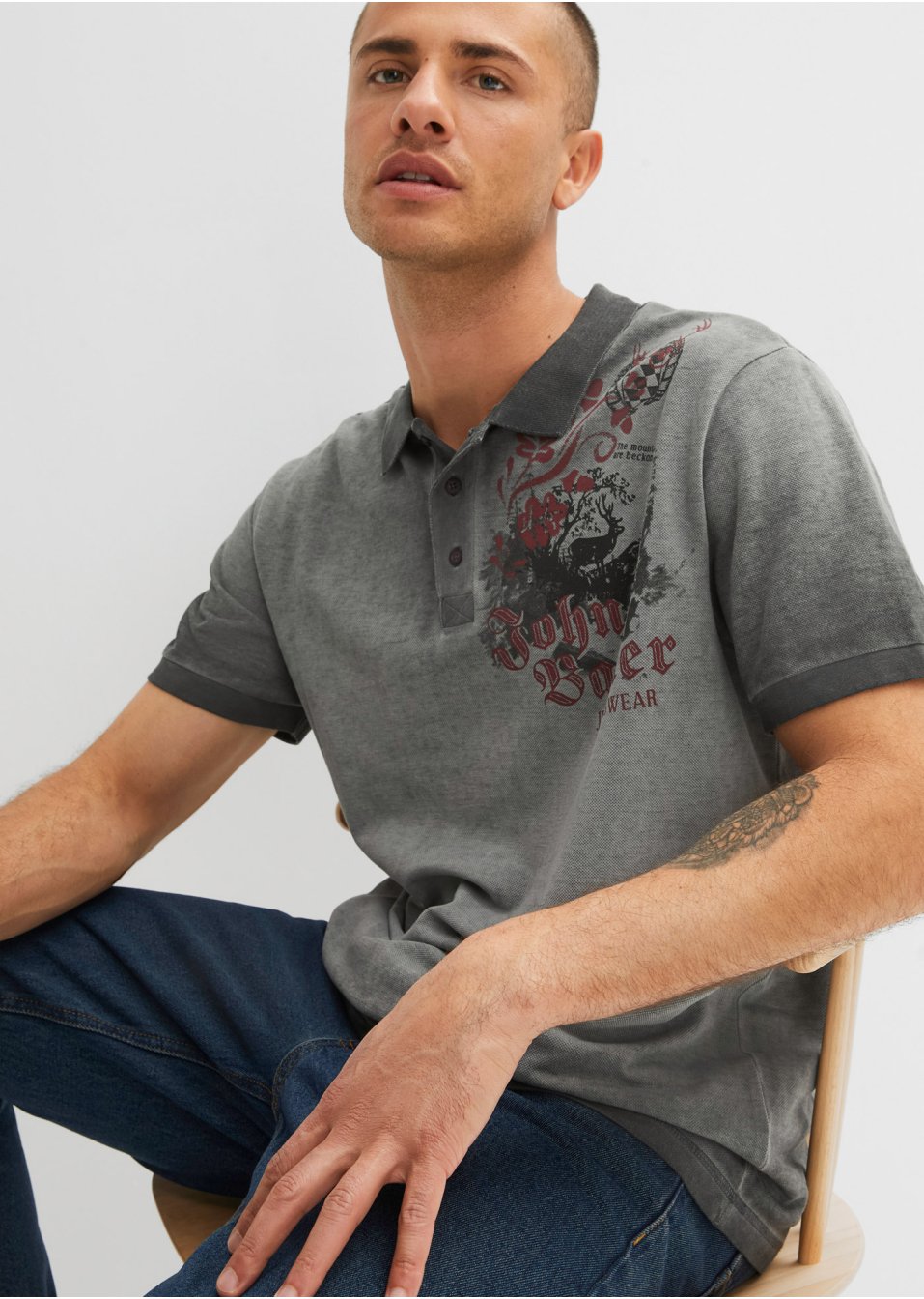 Polo Loose Fit aspect délavé, manches courtes