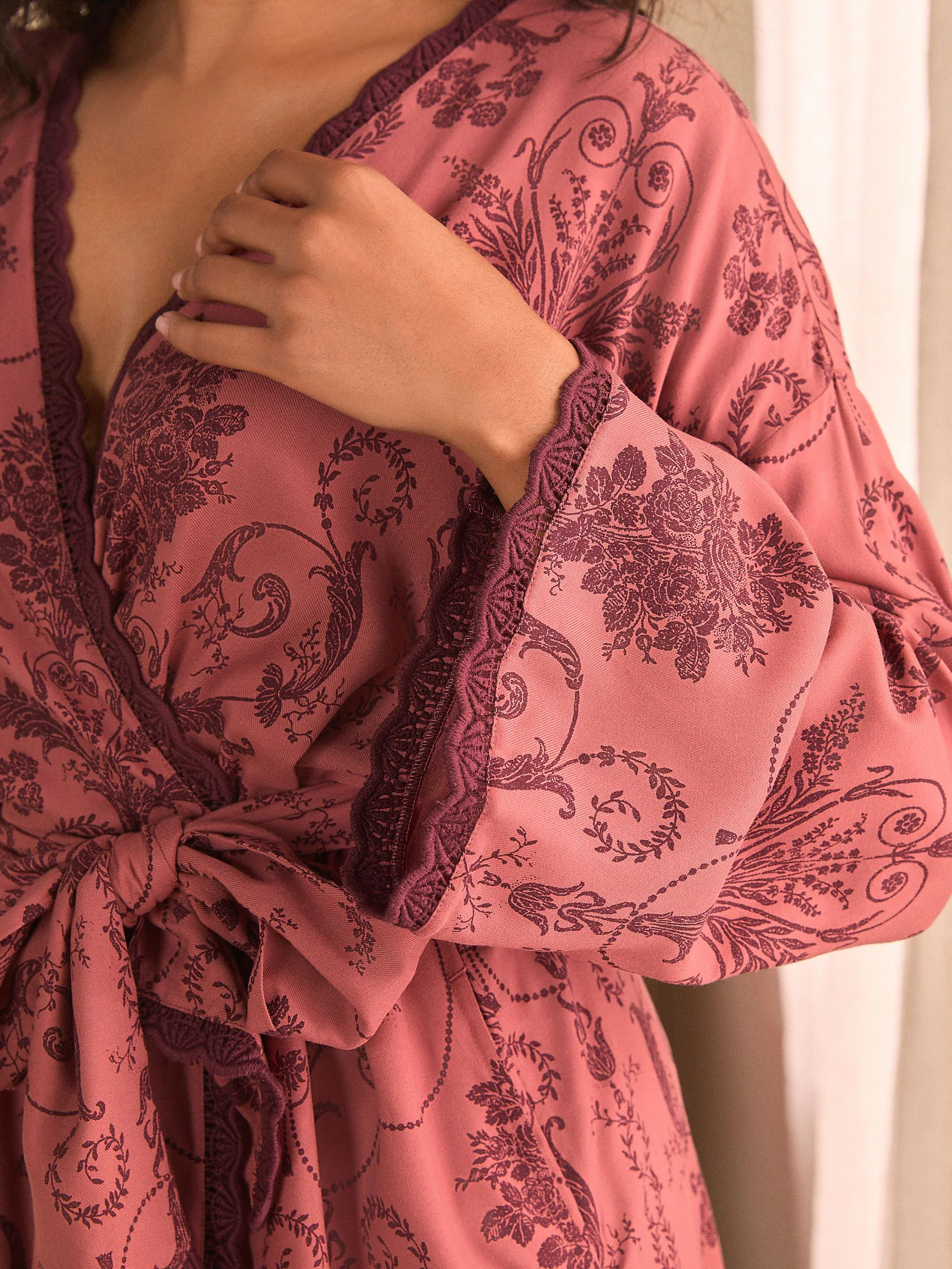 Roze/Bordeaux - Laura Ashley Josette badjas