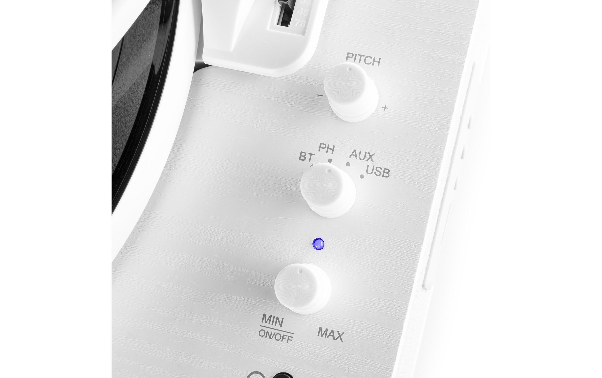 Plattenspieler mit Bluetooth RP162 Weiss<br>Retro Plattenspieler mit Bluetooth, USB-Player und Umwandlungsmöglichkeit für Schallplatten