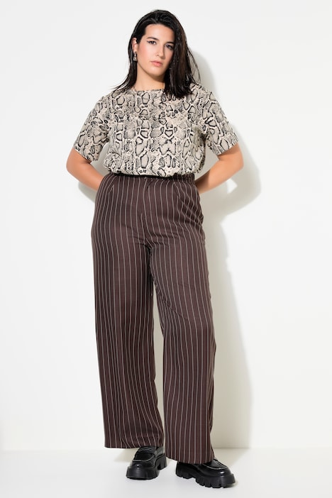 Hose, High Waist, weites Bein, Schimmer, Nadelstreifen