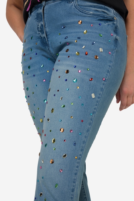 7/8-Jeans, Slim Fit, Ziersteinchen. 5-Pocket