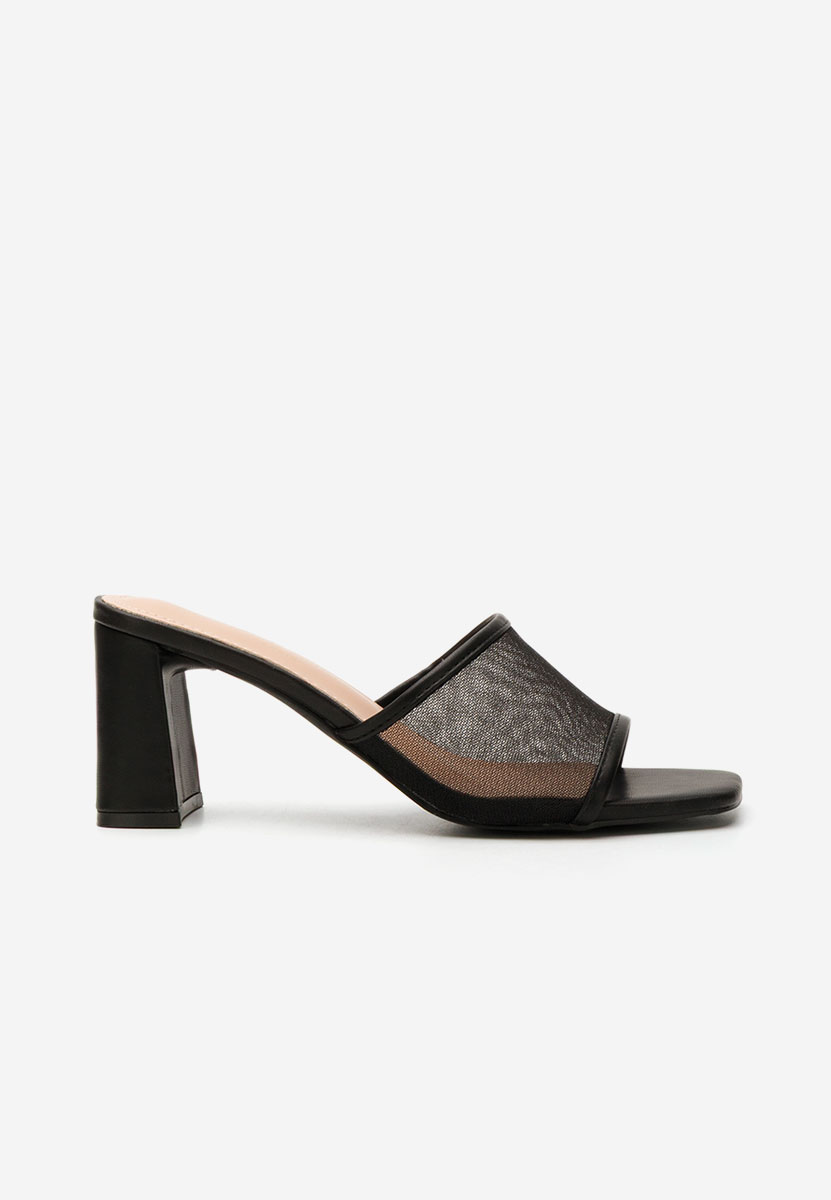 Mules à talon épais noirs Calysta