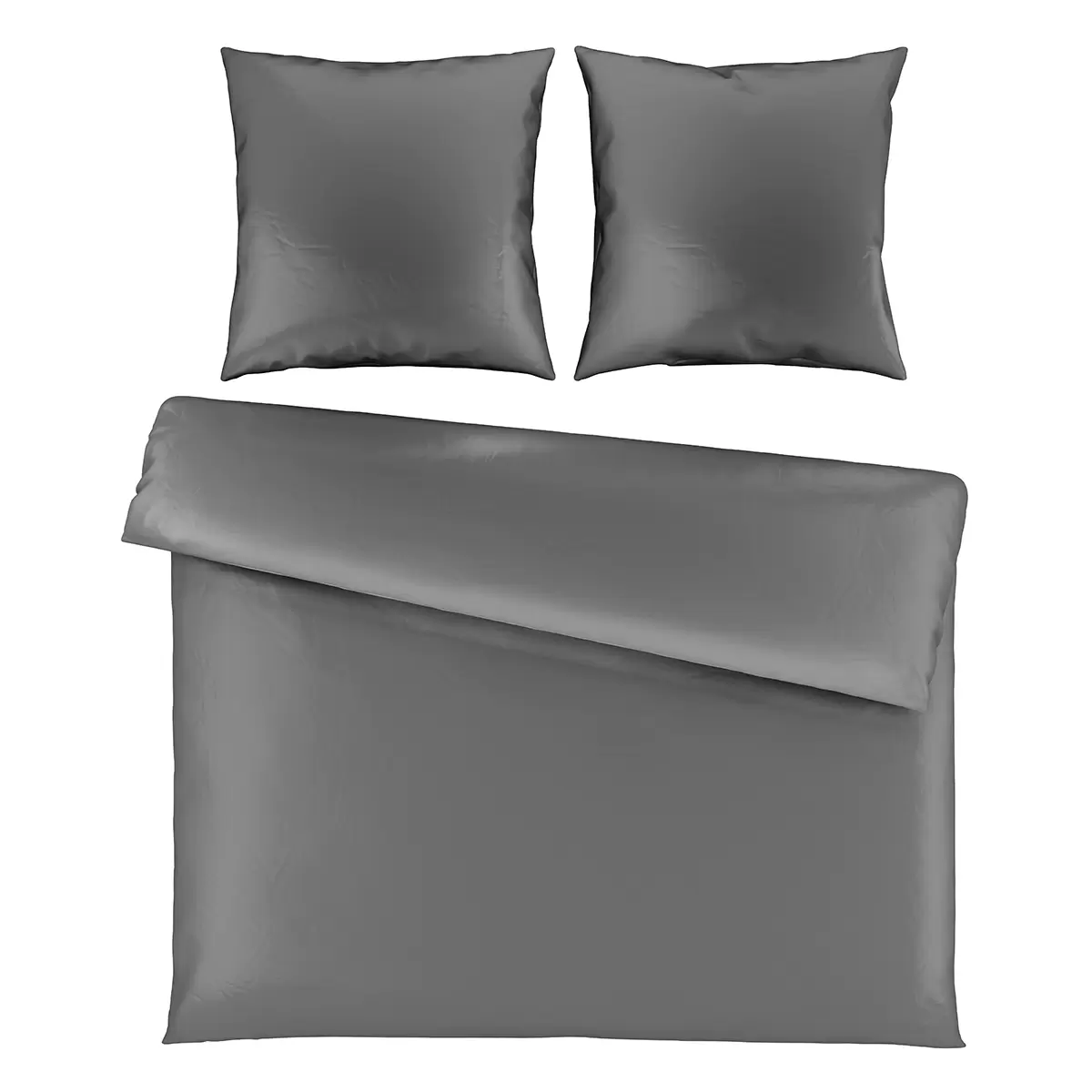 Bettwäsche-Set Satin uni Lydia Anthrazit