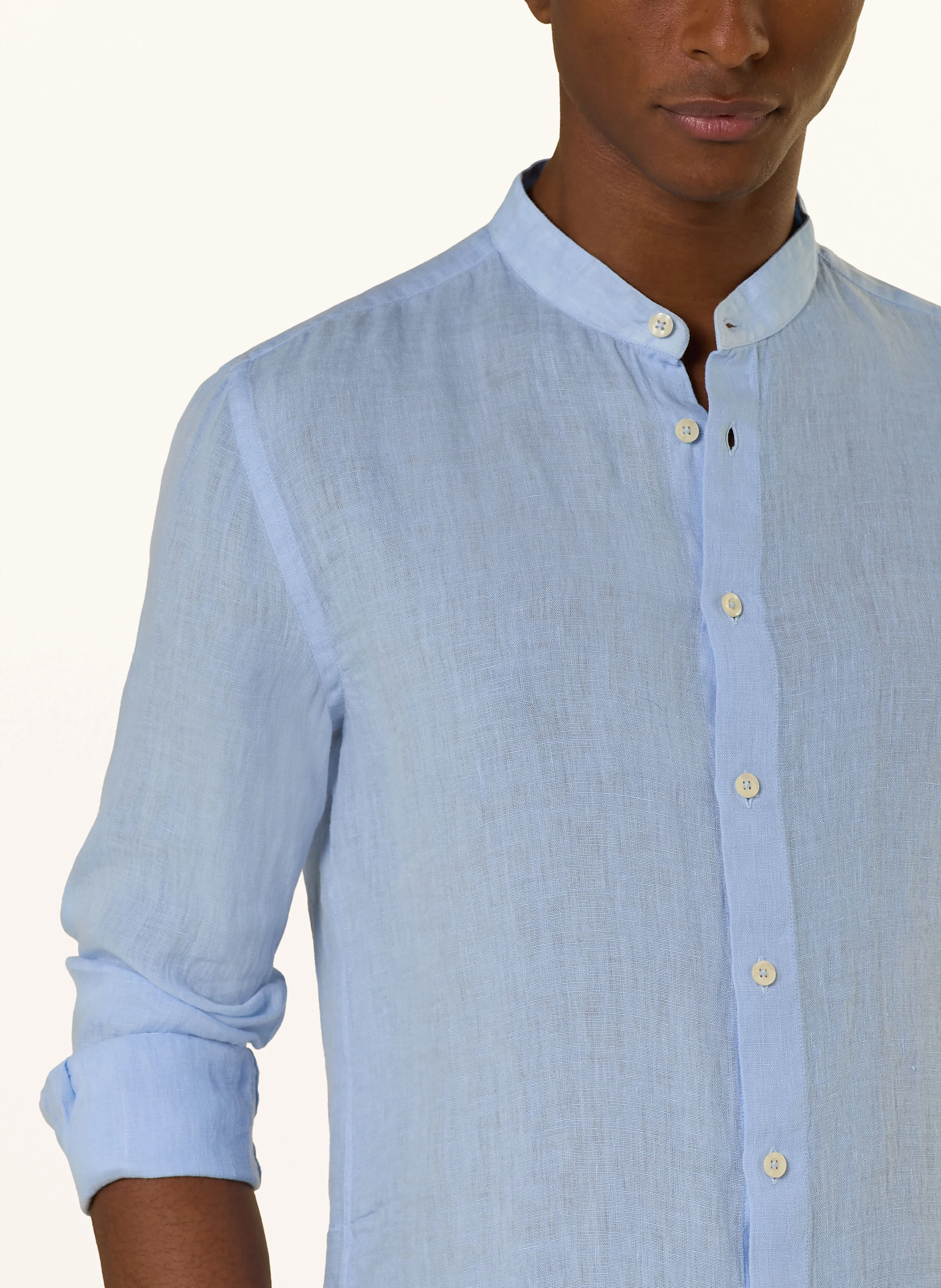 120%lino Leinenhemd Slim Fit mit Stehkragen