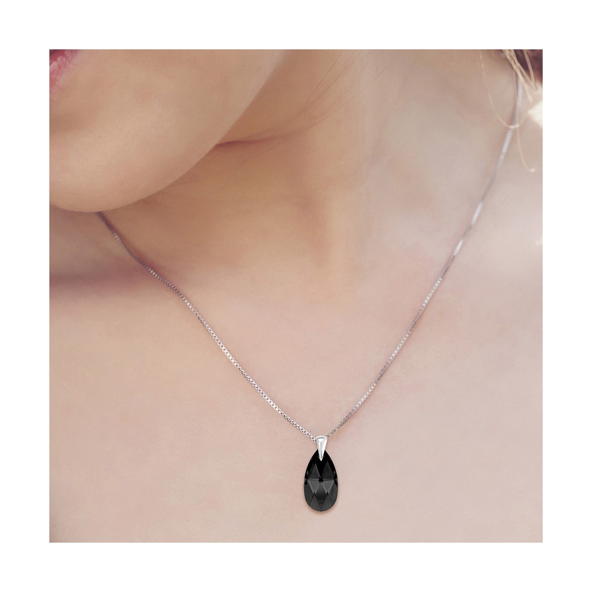 Collier en Argent rhodié 925 SC Crystal orné de Cristaux scintillants