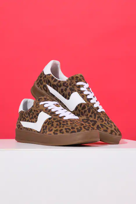 Leder-Sneaker, Leo Felloptik, Weite H, camel