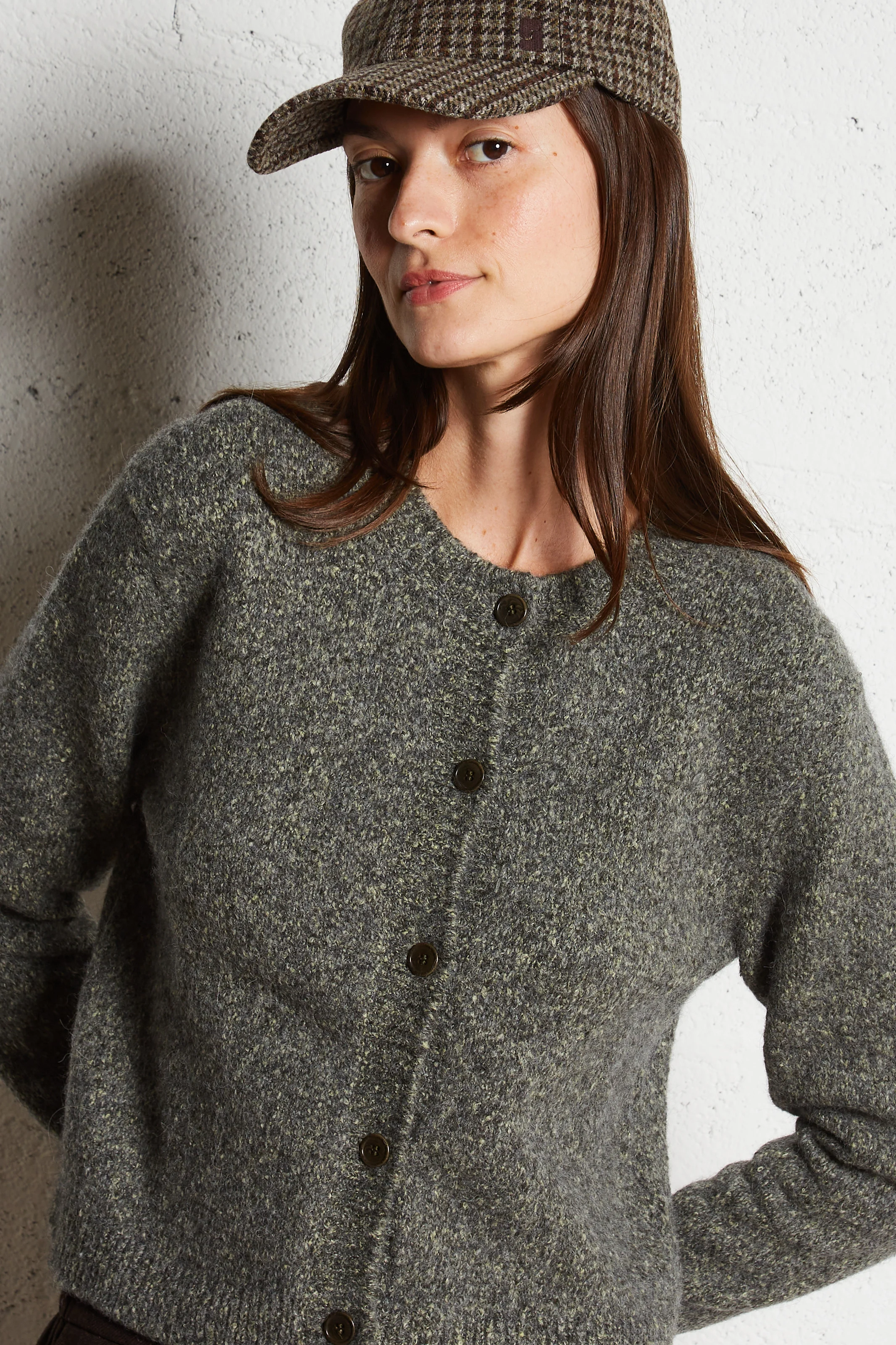 SPIKE - Gilet droit col rond en maille mélangée | Multicolore