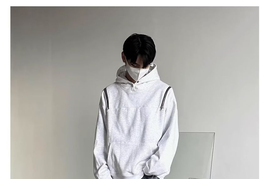 Zoslane - Mock Neck Plain Hoodie