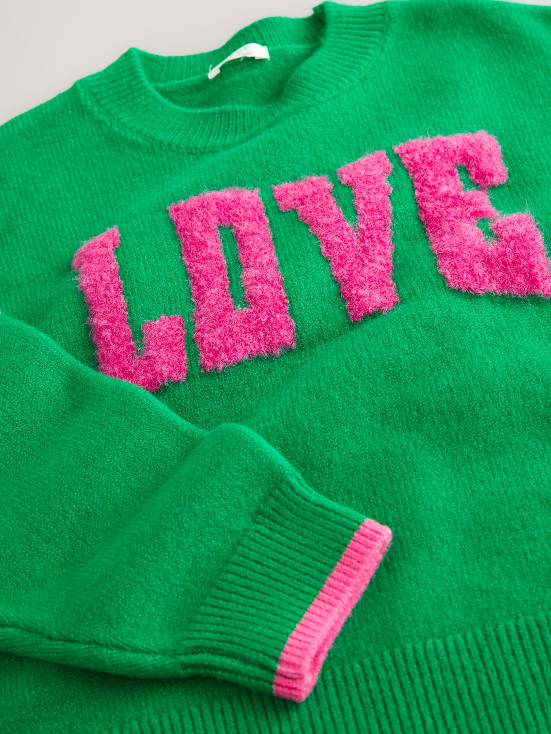 Groen - Trui met 'Love'-opdruk (3-16jr)