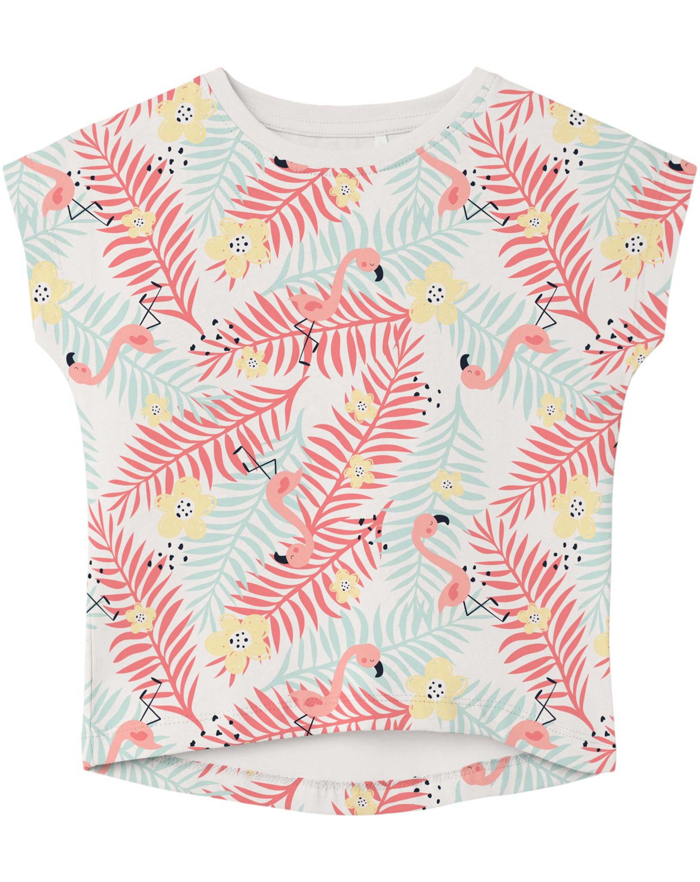 T-Shirt NMFVIGGA TROPICAL in white alyssum
