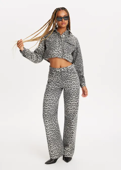 Jacket met leopard print grijs (GRS)