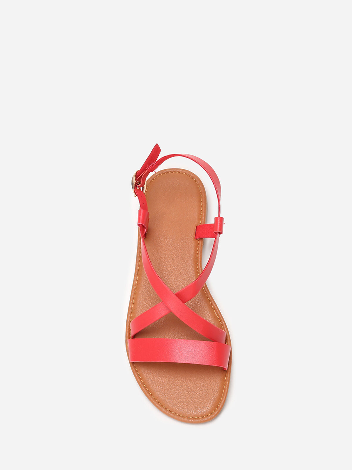 Sandales plates avec fines brides- Rouge