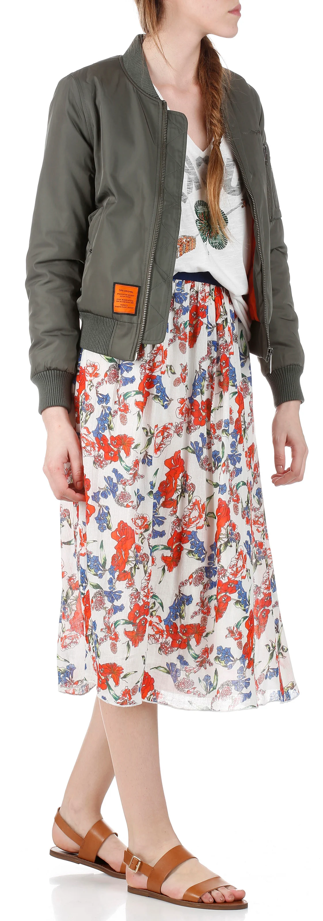 Bomber col teddy cintré | Kaki
