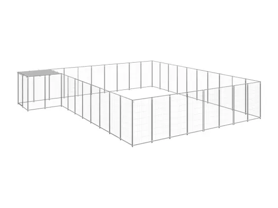 Chenil extérieur cage enclos argenté 550 x 550 x 110 cm 02_0000260