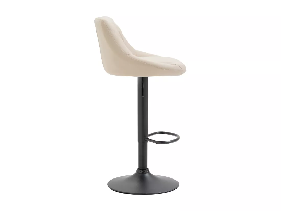 Tabouret de bar - Similicuir & Noir - Crème - Lazio