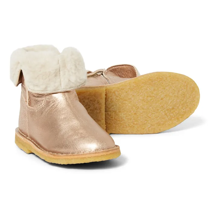 Emile et Ida Boots Cuir Fourrées Chowchow | Doré