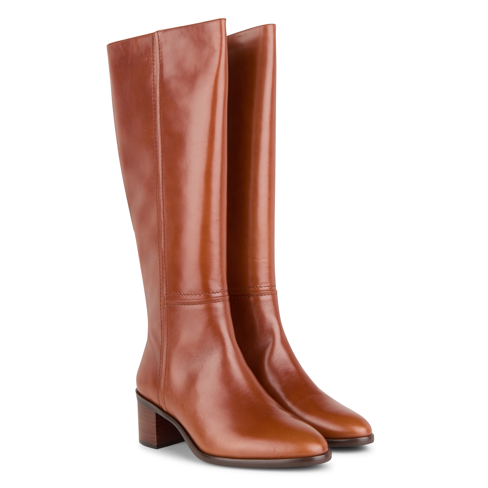 LAURENCE - Bottes à talons en cuir | Marron