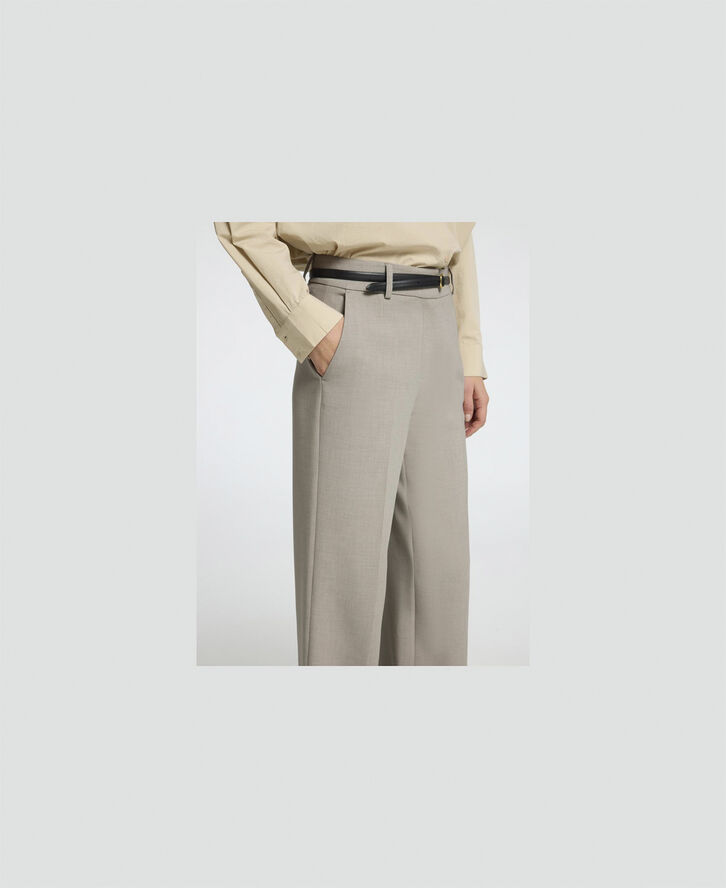 Selected Femme SLFRITA MW WIDE PANT MEL NOOS Island fossil/melange