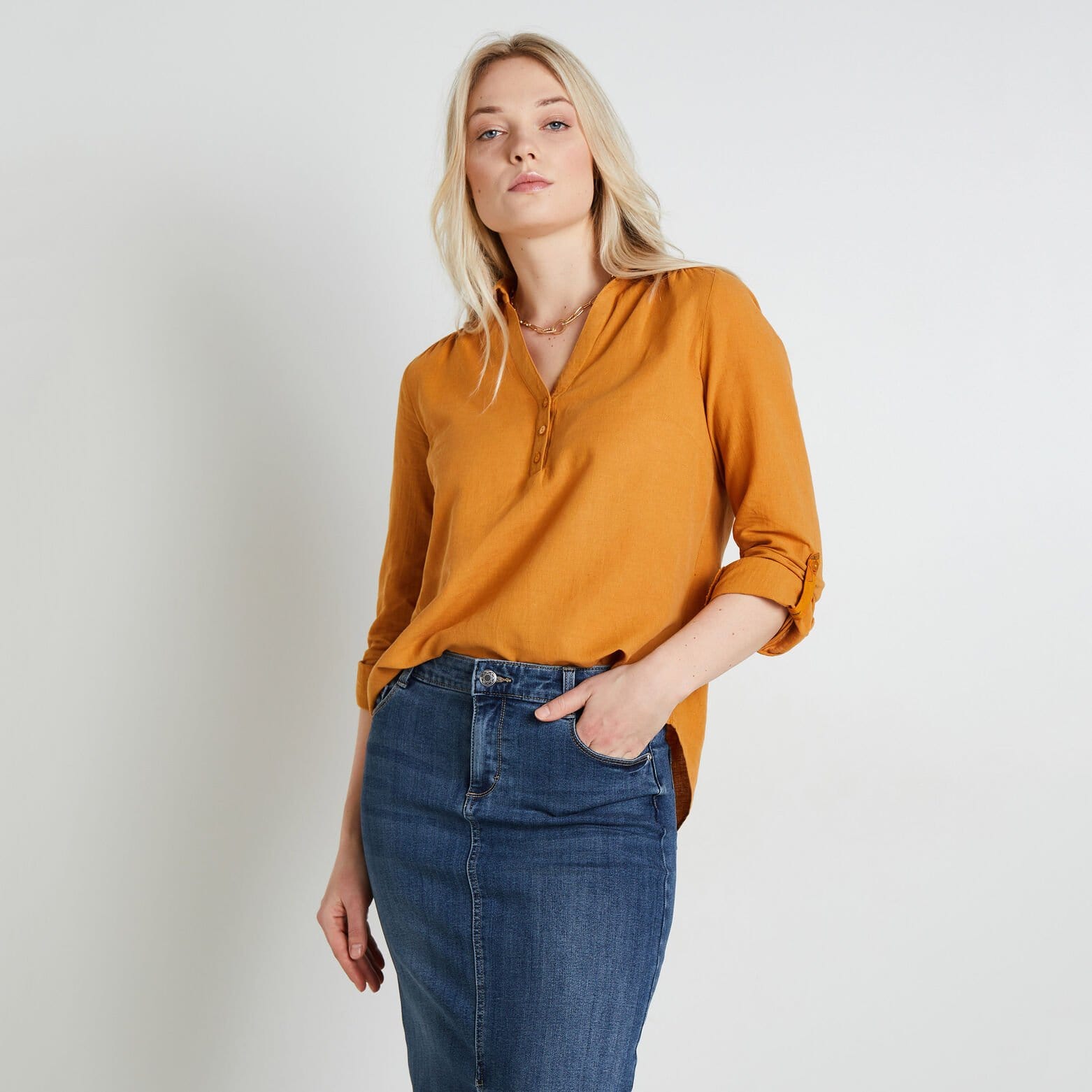 Blouse en coton et lin femme