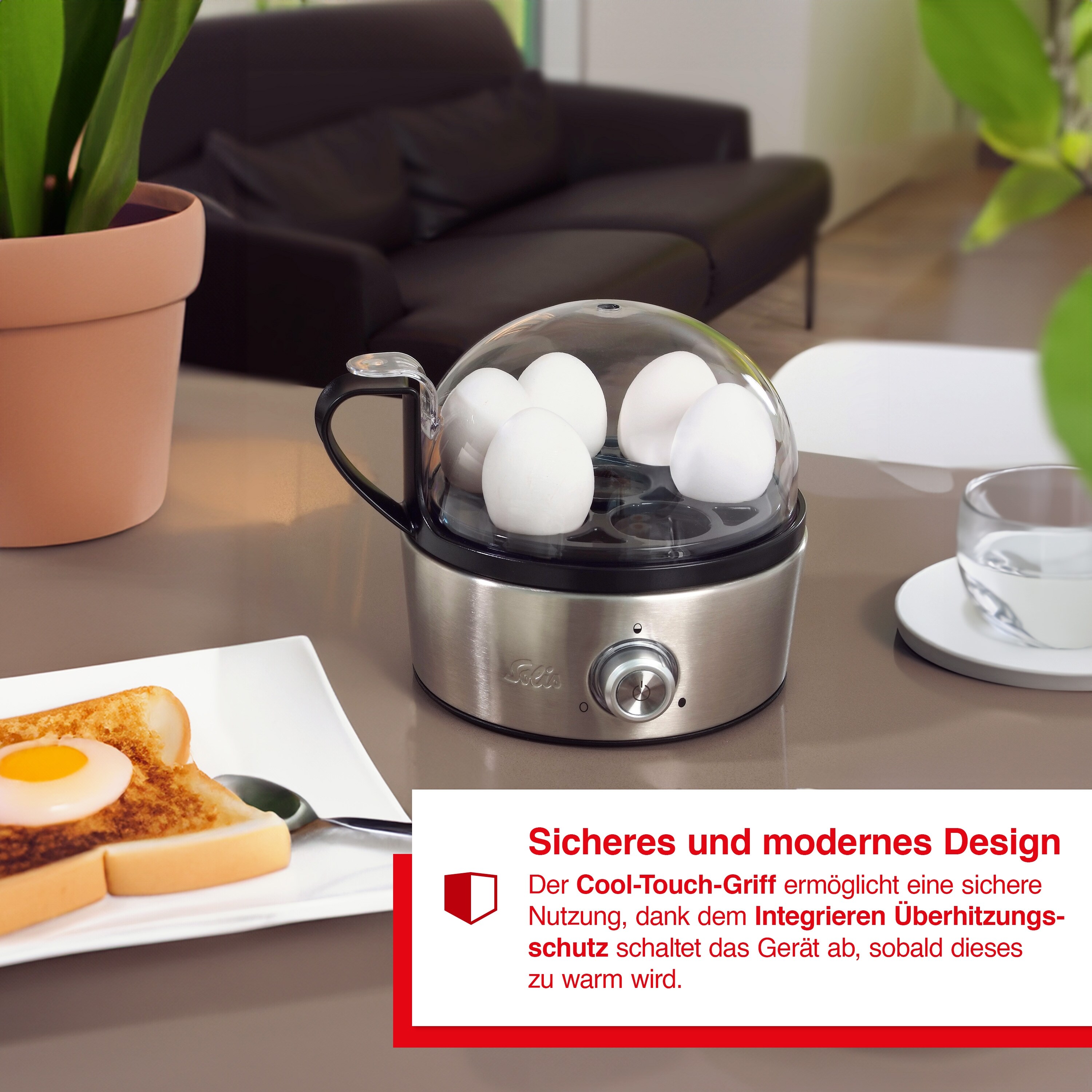 Solis Eierkocher Dampffunktion, Babynahrung, Cool-Touch-Griff, Timer