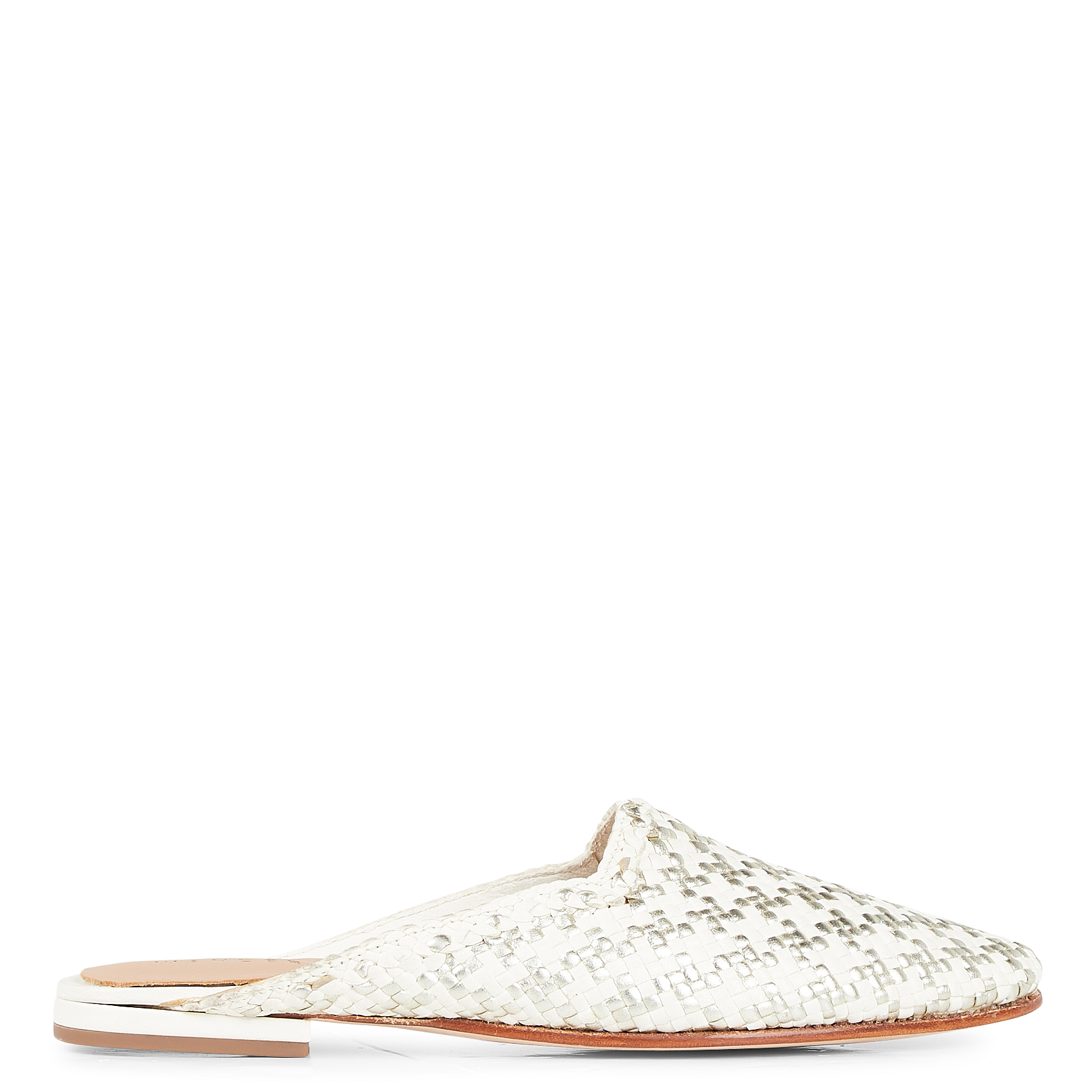 MILANO - Mules à bout pointu en cuir tressé | Blanc
