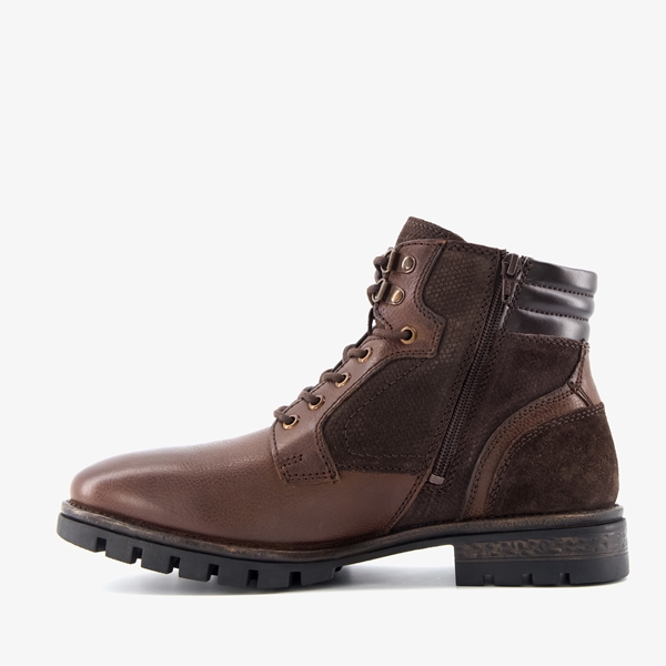 Van Beers leren heren veterboots bruin met suede