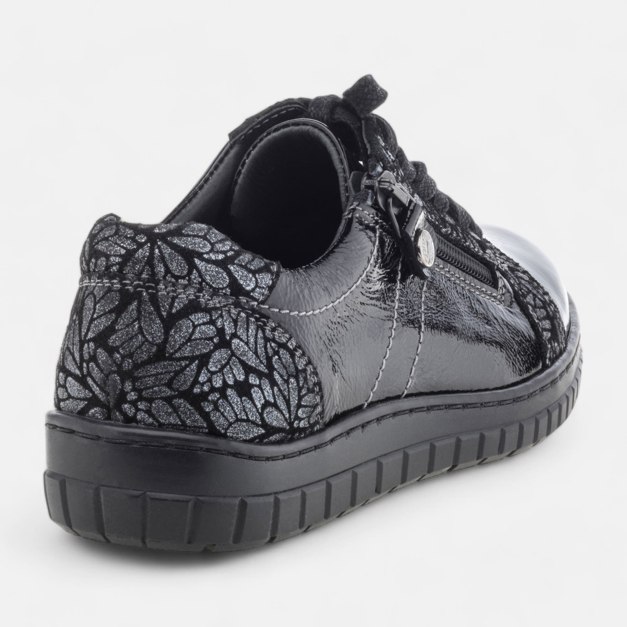 Derbies pieds sensibles Femme en cuir noir vernis