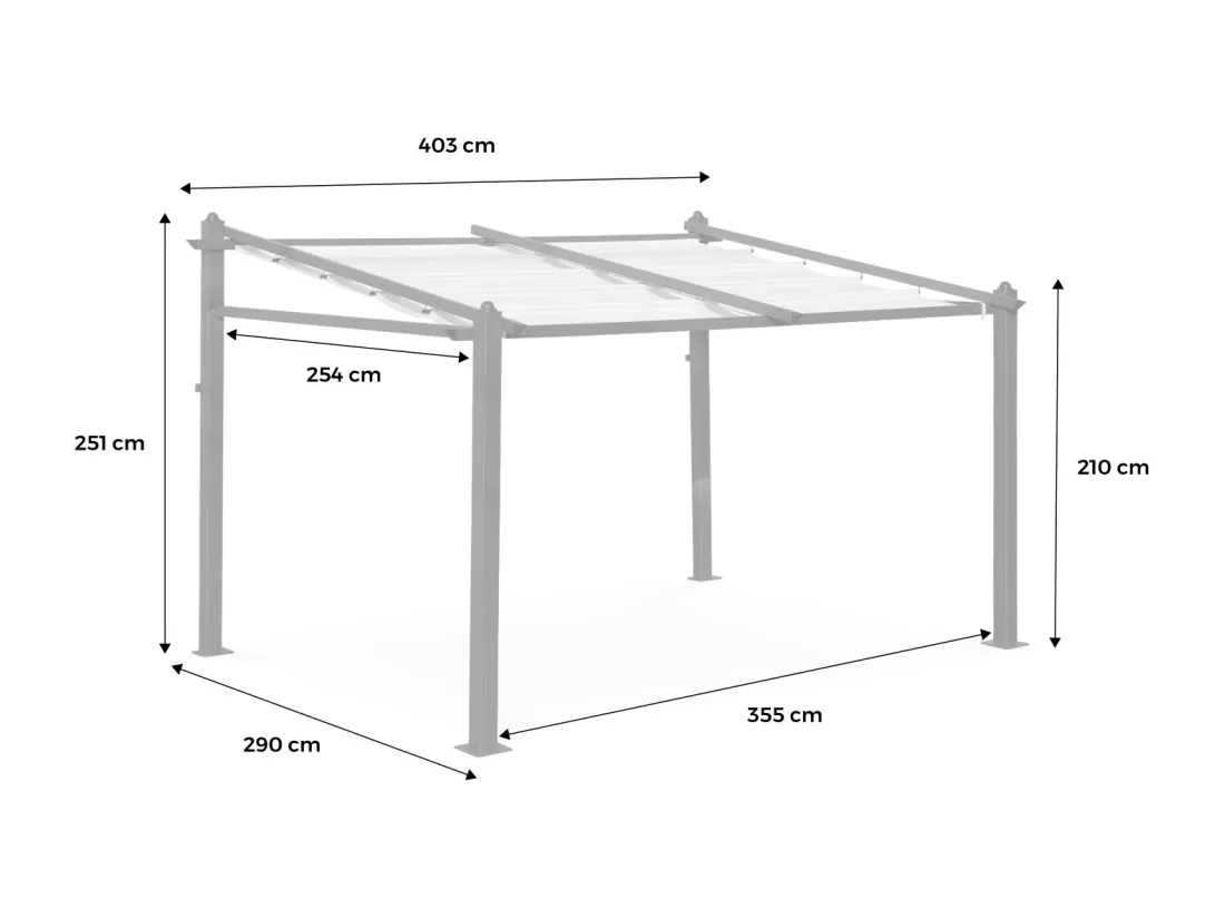 Pergola murale en aluminium - Murum 3x4m - Toile beige - Tonnelle idéale pour votre terrasse. toit retractable. toile coulissante. structure aluminium