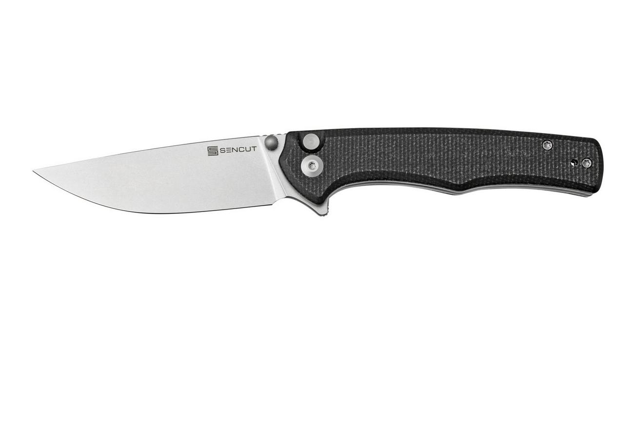 SENCUT Crowley S21012-2 Stonewashed, Black micarta, zakmes