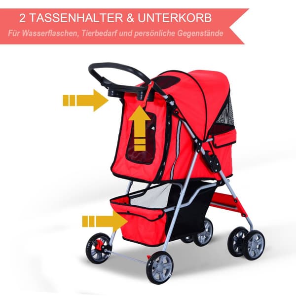 Dog Buggy Hundevogn I Rødt, Hundevogn Buggy Stroller Jogger Trailer, Lett Og Sammenleggbar