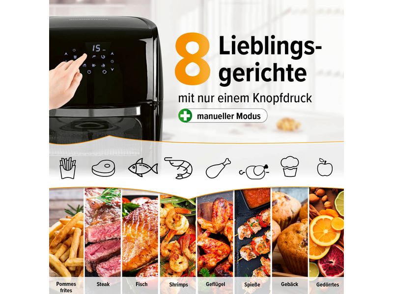 GOURMETmaxx Heissluft-Fritteuse Digital 9in1 Schwarz Backofen, Grill und Fritteuse in einem Gerät