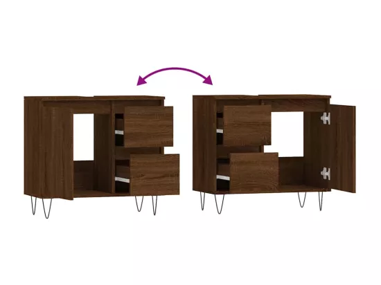 Armoire de bain chêne marron 65x33x60 cm bois d'ingénierie