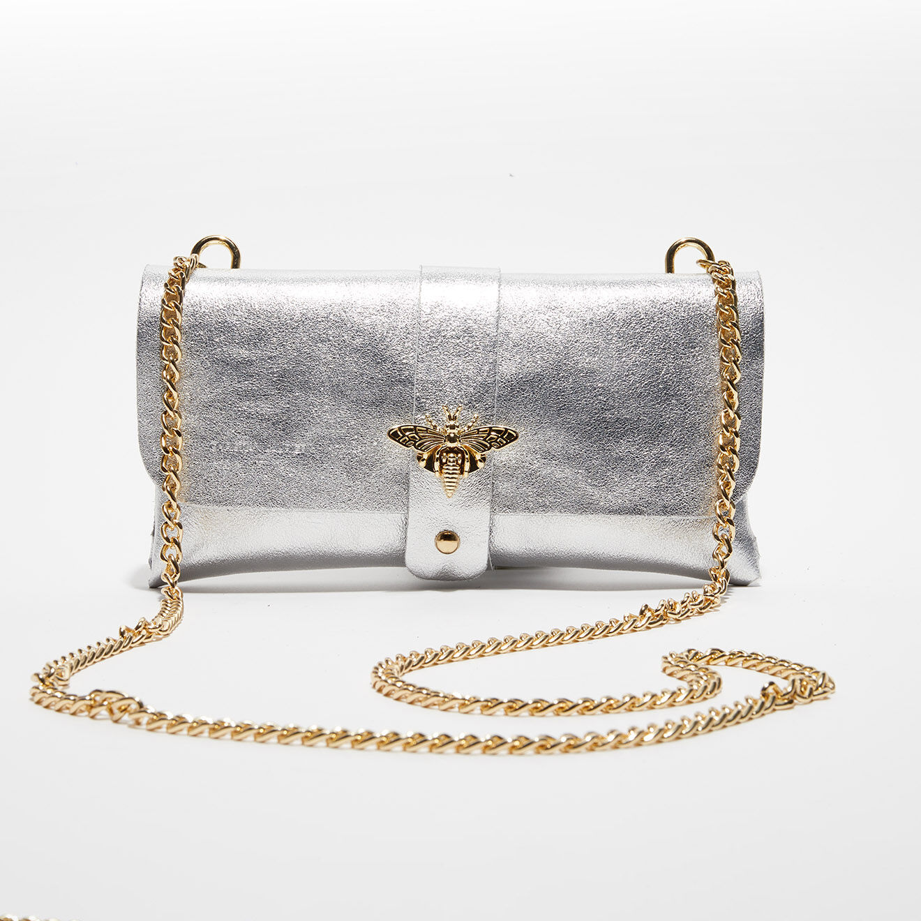 Christian Laurier Sac bandoulière en Cuir Ivy argenté - 23x12x11 cm