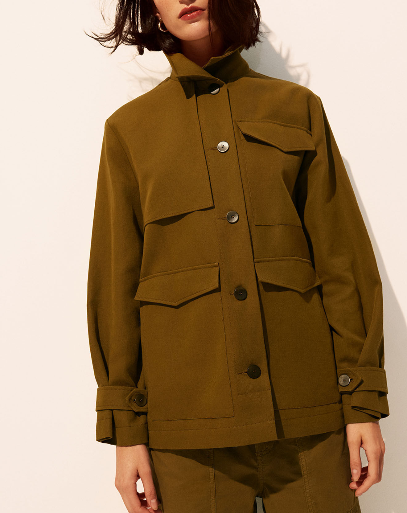 Chloé Stora Veste Saharienne en Coton & Lin Igor kaki